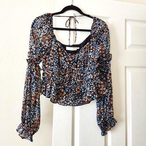 ASTR the Label Blue and Orange floral top